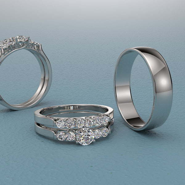 0.68ct Round Diamond White Gold Bridal Set - 01US38A